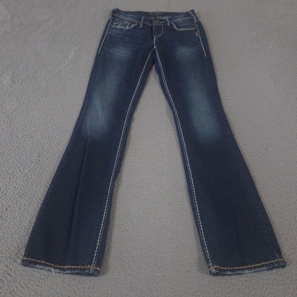 Silver Jeans Co Jeans Womens 26 Blue Aiko Bootcut Dark Wash Contrast Stitching